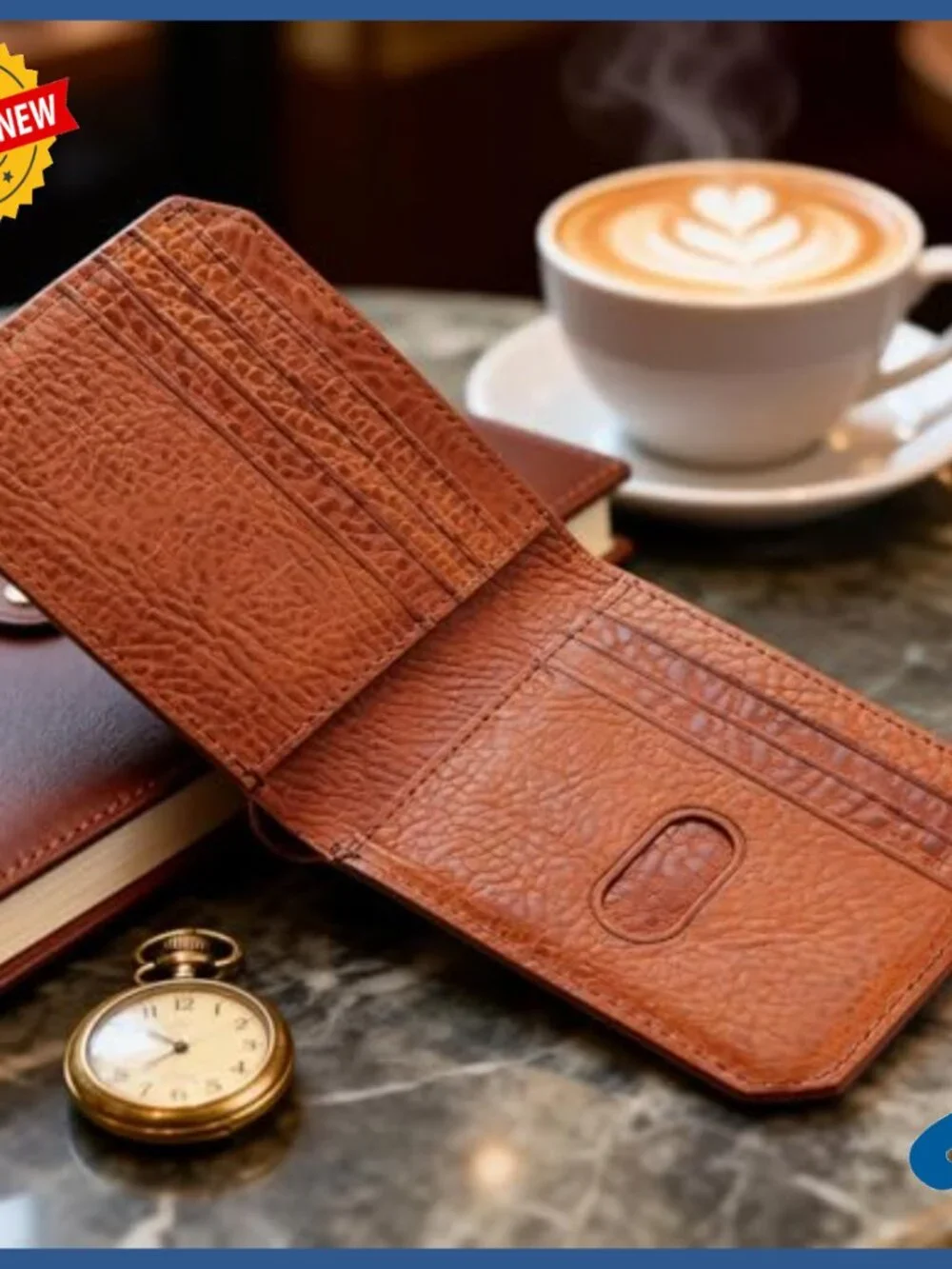 Handmade Full Grain Leather Slim Bifold Wallet for Men with 7 Card Slots